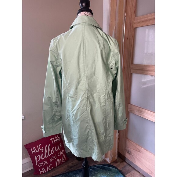 Vintage Y2K GAP Trench Coat A-line Straight Collared Sz Small Mint Green - Picture 2 of 8